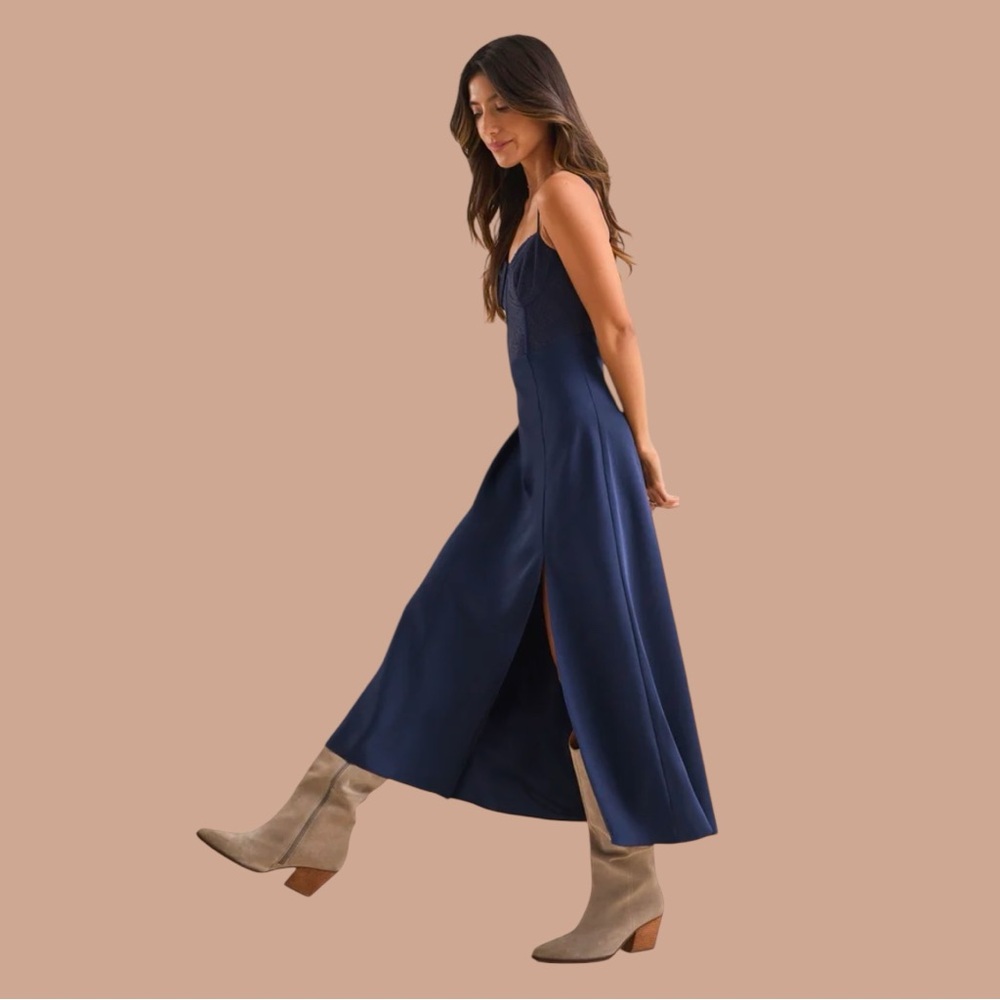 NWT Altar'd State Evalina Satin Maxi Dress - Picture 4 of 7
